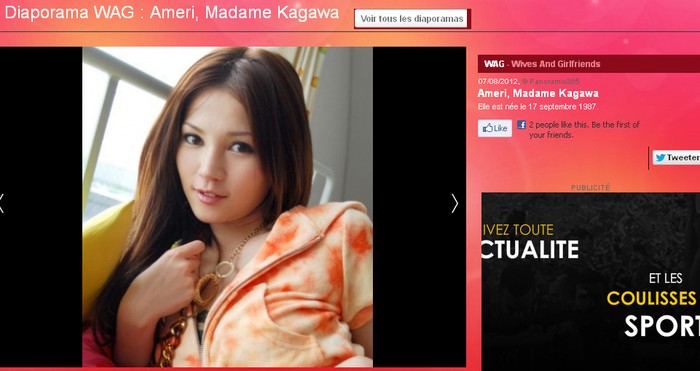 Thông tin trên tờ Football365 của Pháp đăng ngày 7/8 khẳng định bạn gái Shinj Kagawa là diễn viên phim người lớn Ameri Ichinose.